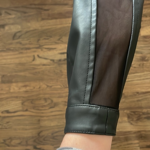 ASOS Vegan Leather Pencil Midi Skirt Mesh Sides - Picture 5 of 6